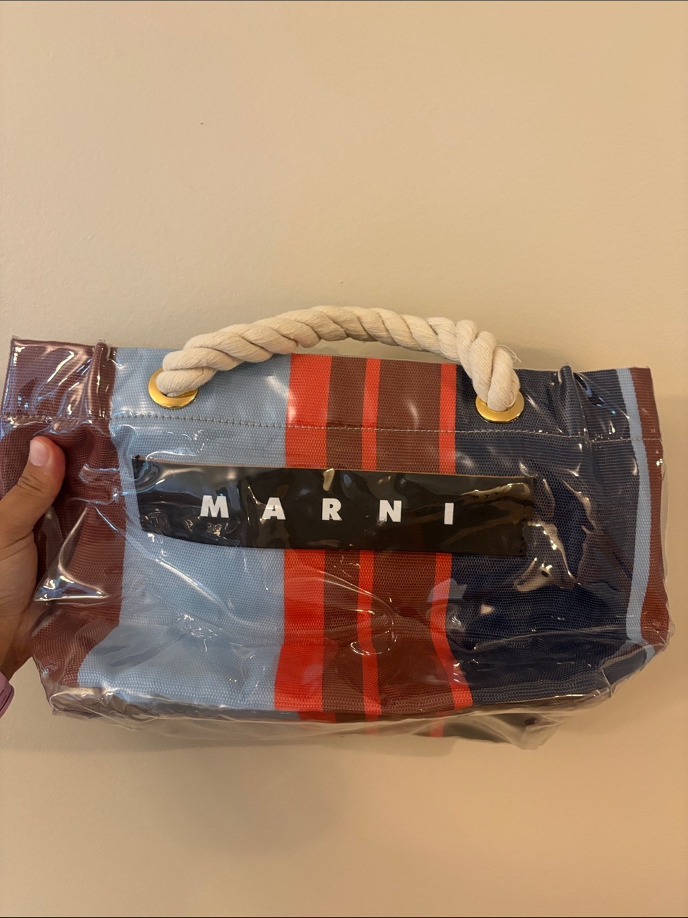 MARNI nylon GLOSSY GRIP tote bag multicolor
